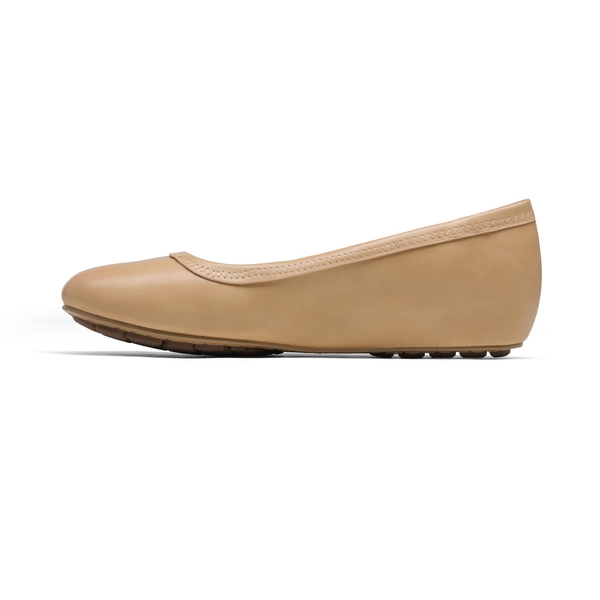 Low Wedge Round Toe Flat Shoes - NUDE PU - 1
